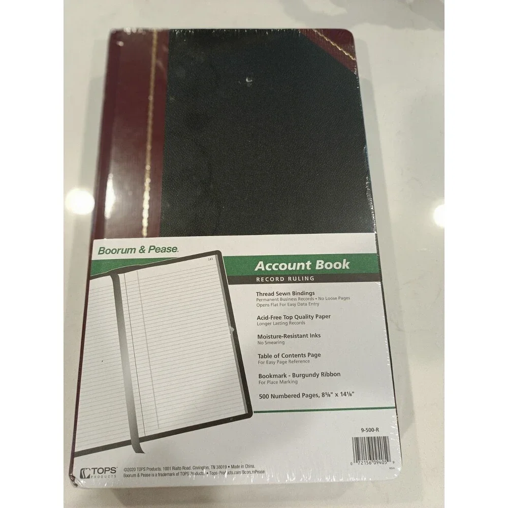 Boorum & Pease 9-500-R Account Ledger Book, 500 Pages, Record Ruled, New